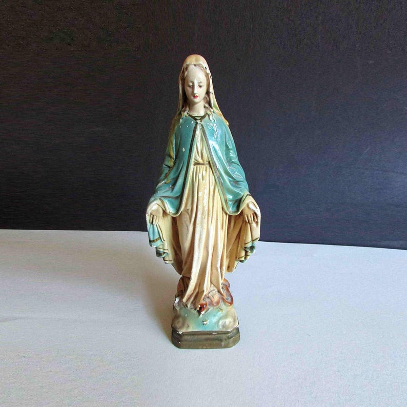 Blessed Virgin Mary Madonna Plaster Chalk Ware Vintage Figurine Circa ...