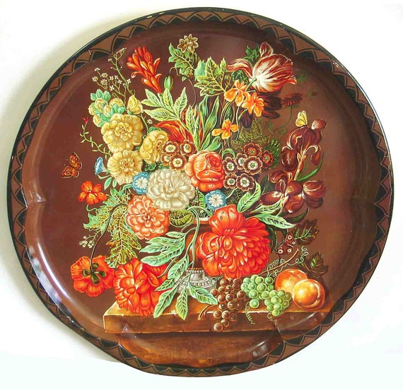 Daher Decorated Ware Fall Fruit & Floral Still Life Tray 16.25