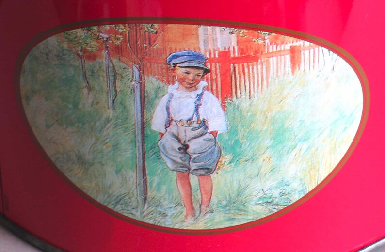 Vintage 1980s Famous Danish Selection Butter Cookie Tin, Artist Carl Larsson 7.5 x 5.5 inches tall FREE SH image 5