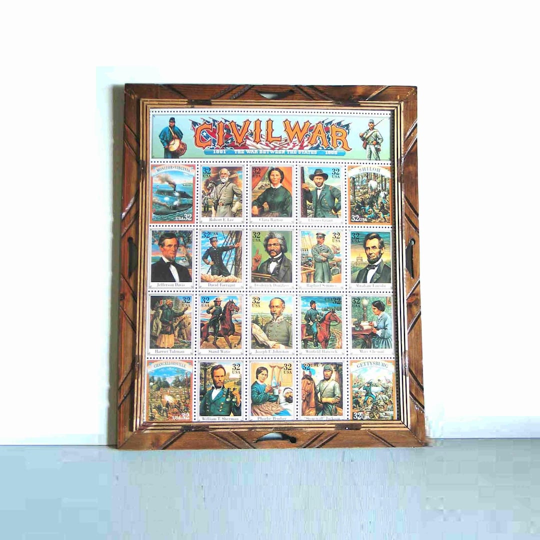 Poster Reargement Wood Framed Poster Enlargement, of 20 USPS Civil War, 32 Cent Postage ...