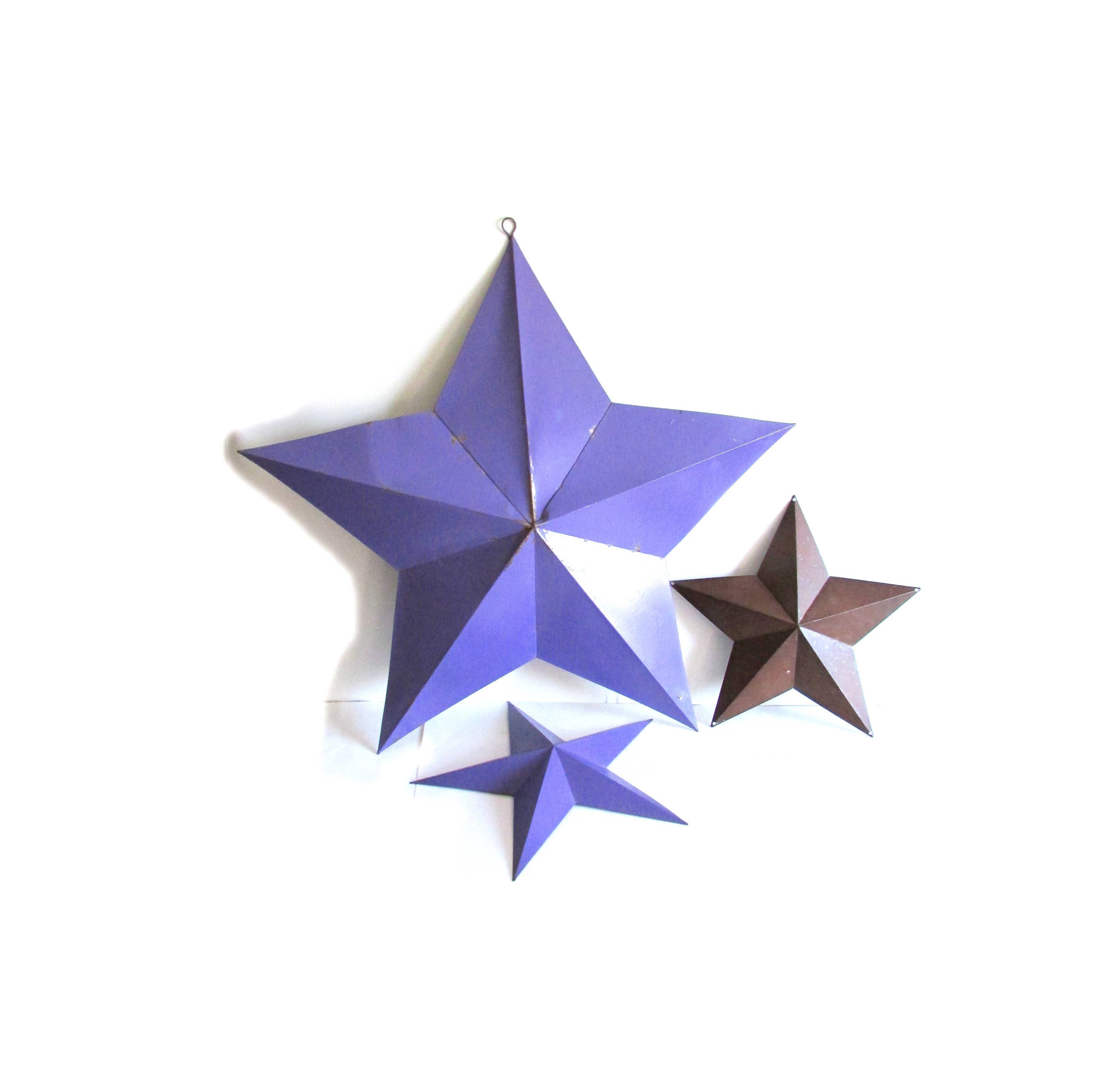 3 Metal Stars Wall Mounted Art Decoration Purple & Brown Etsy UK