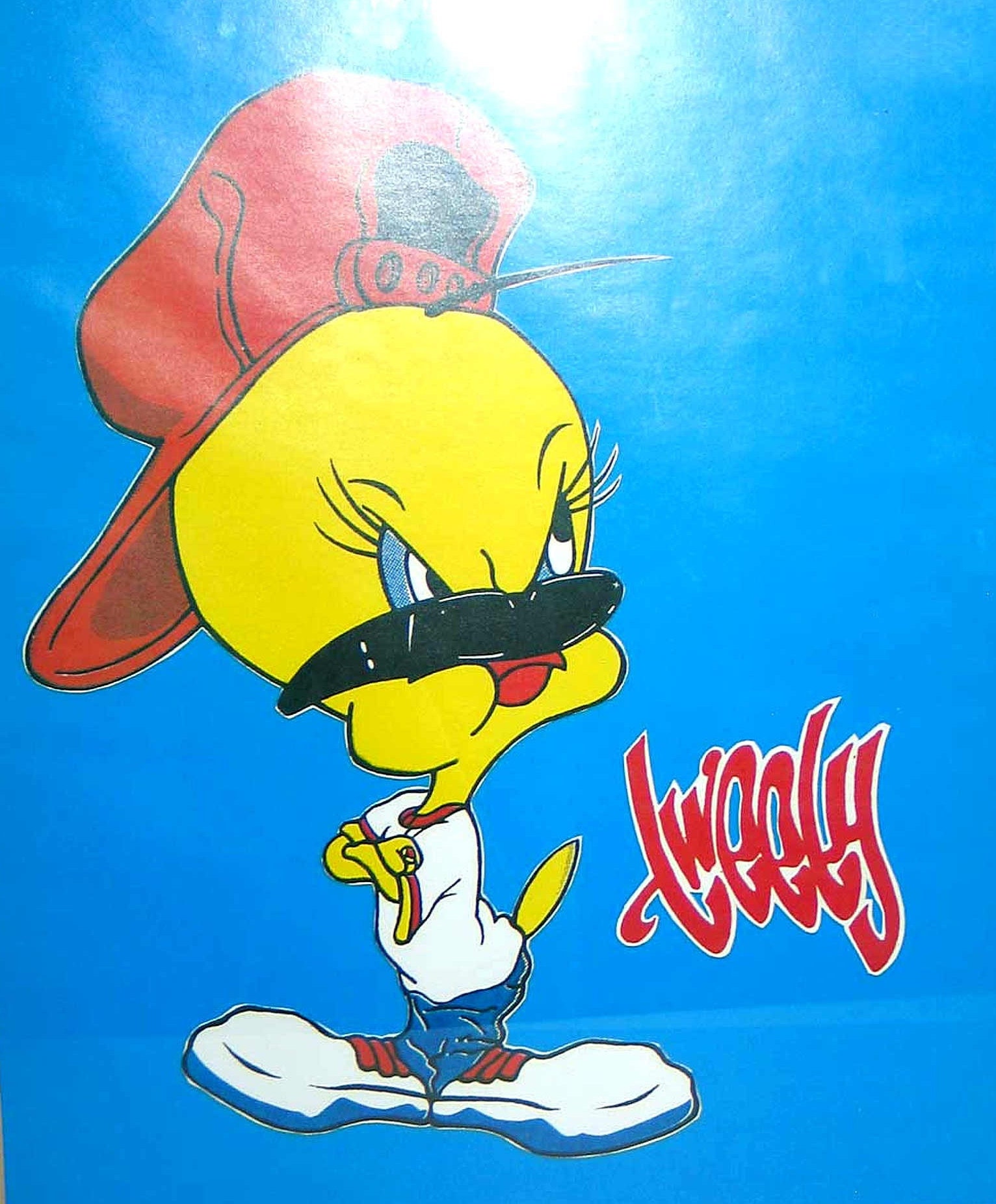 Looney Tunes Tweety Bird Poster, Framed Carnival Prize 1990s, Rap