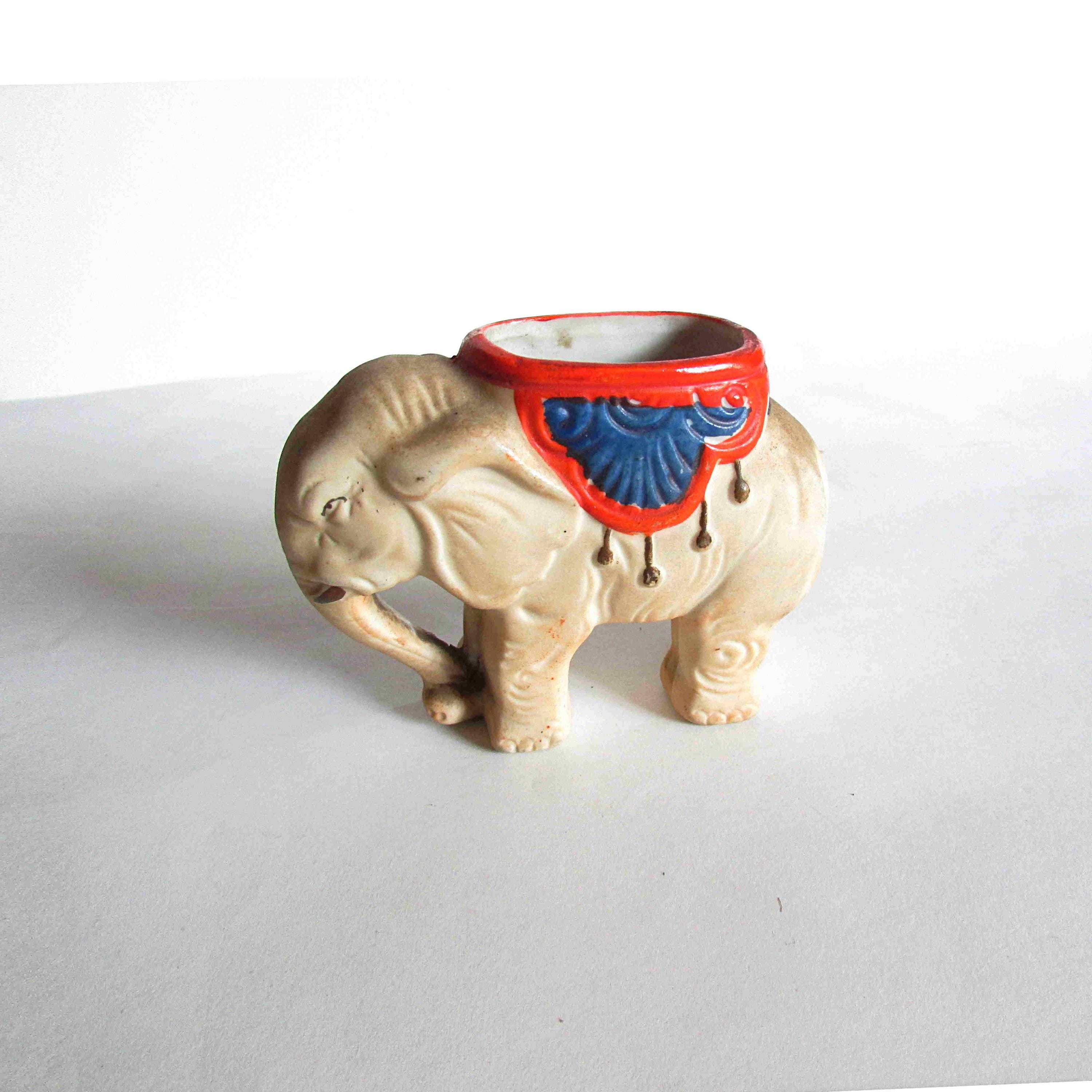 Vintage 1950s Bisque Porcelain Circus Parade Elephant Toothpick