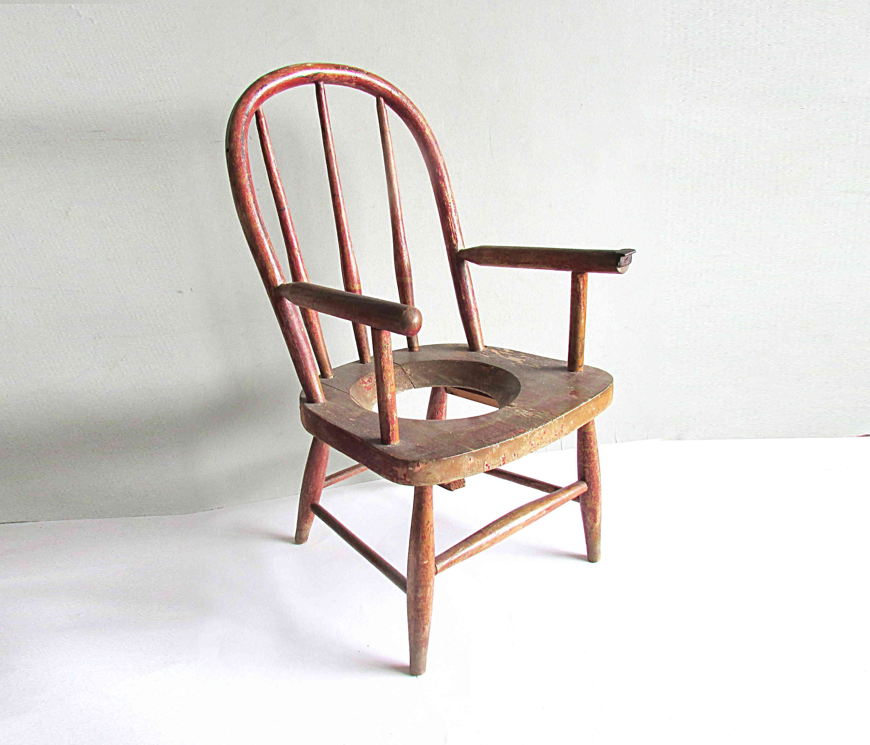 Antique Child's Hoop Back Potty Chair Country Farmhouse Bath Decor