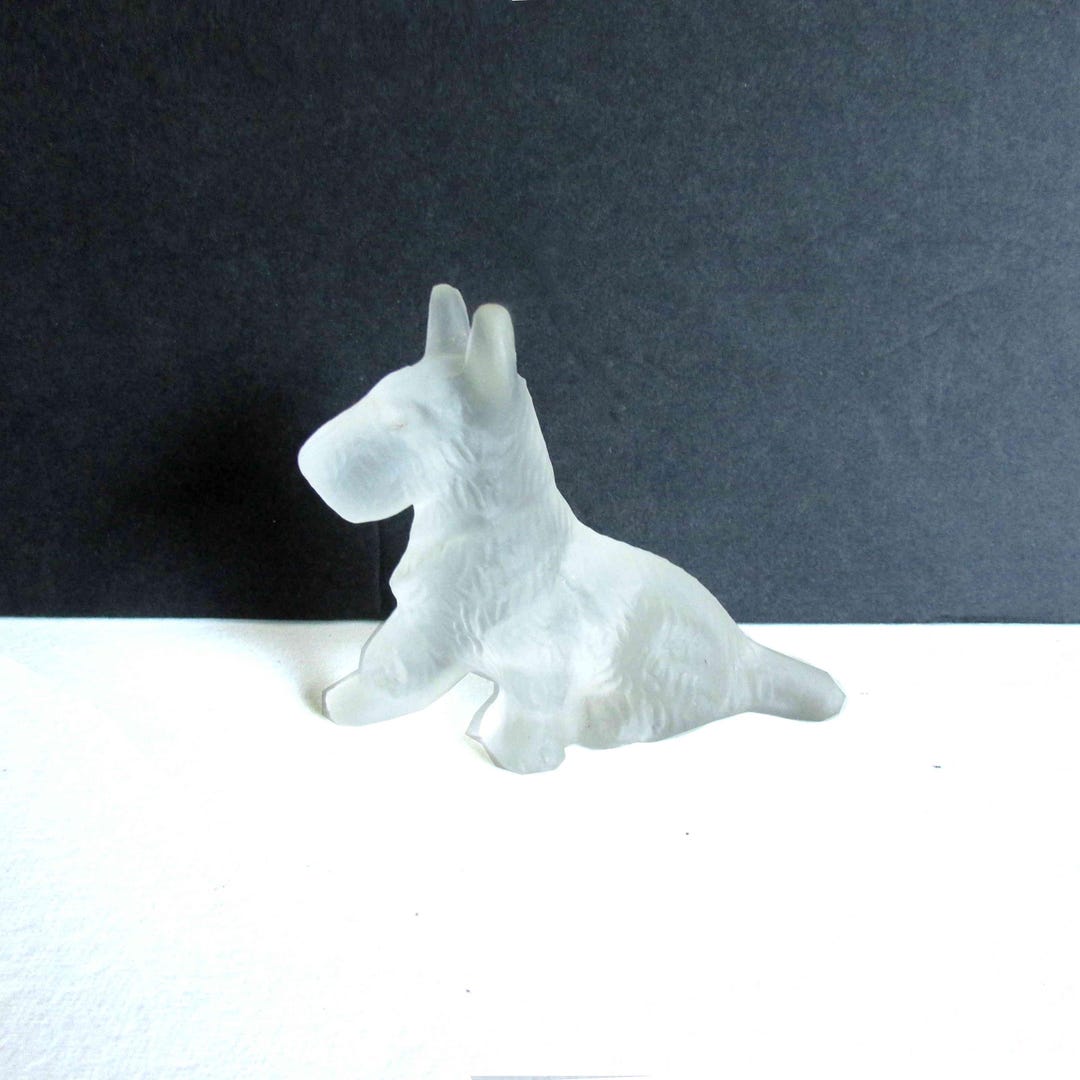 Vintage Frosted Glass Scotty Scottie Scottish Terrier Dog Figure 3 X 3. ...