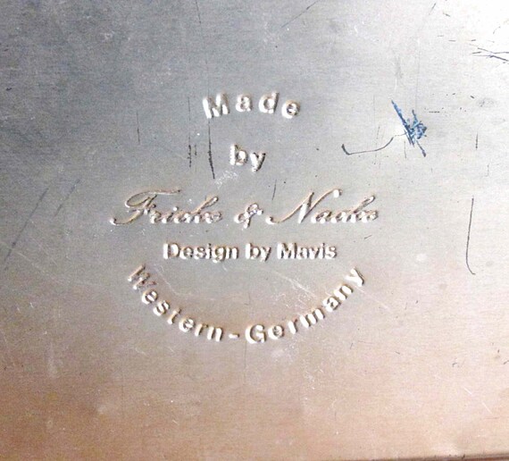 Vintage Footed Metal Tin Ornate Embossed Fricke & Nacke Design by