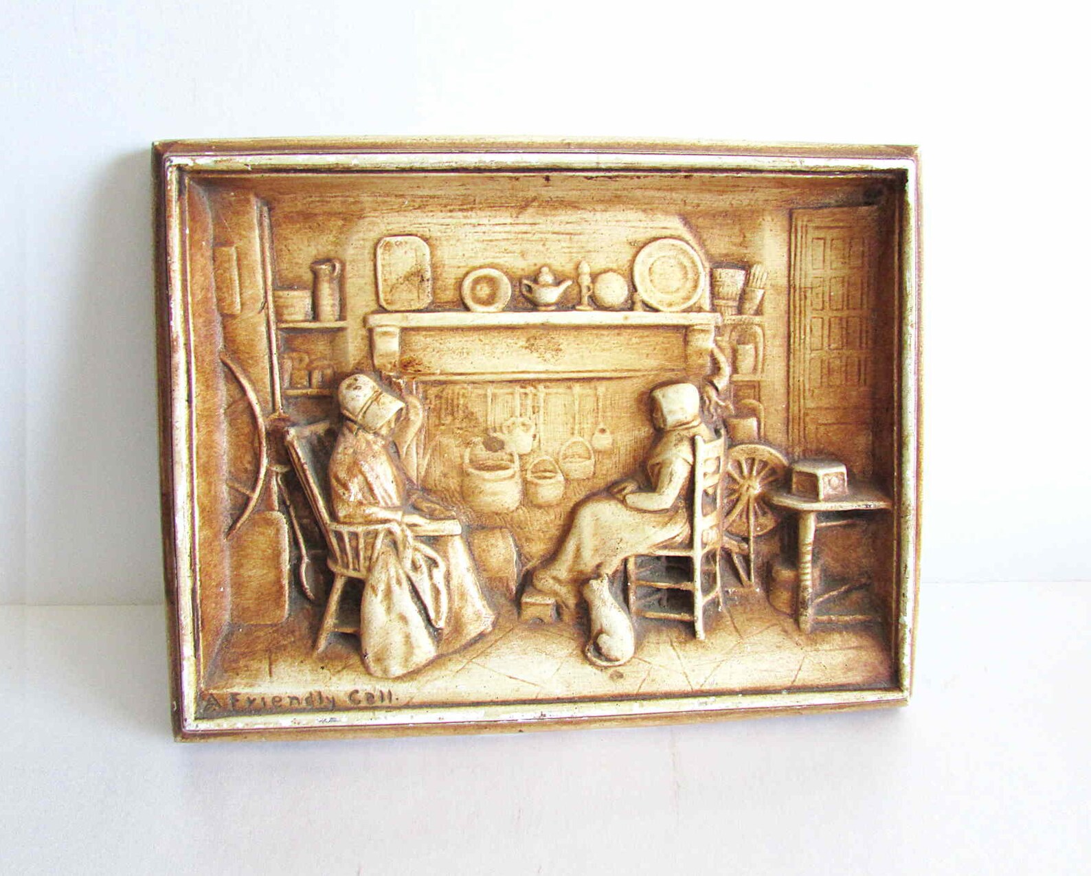 Vintage Chalkware Chalk Ware Wall Plaque a Friendly Etsy