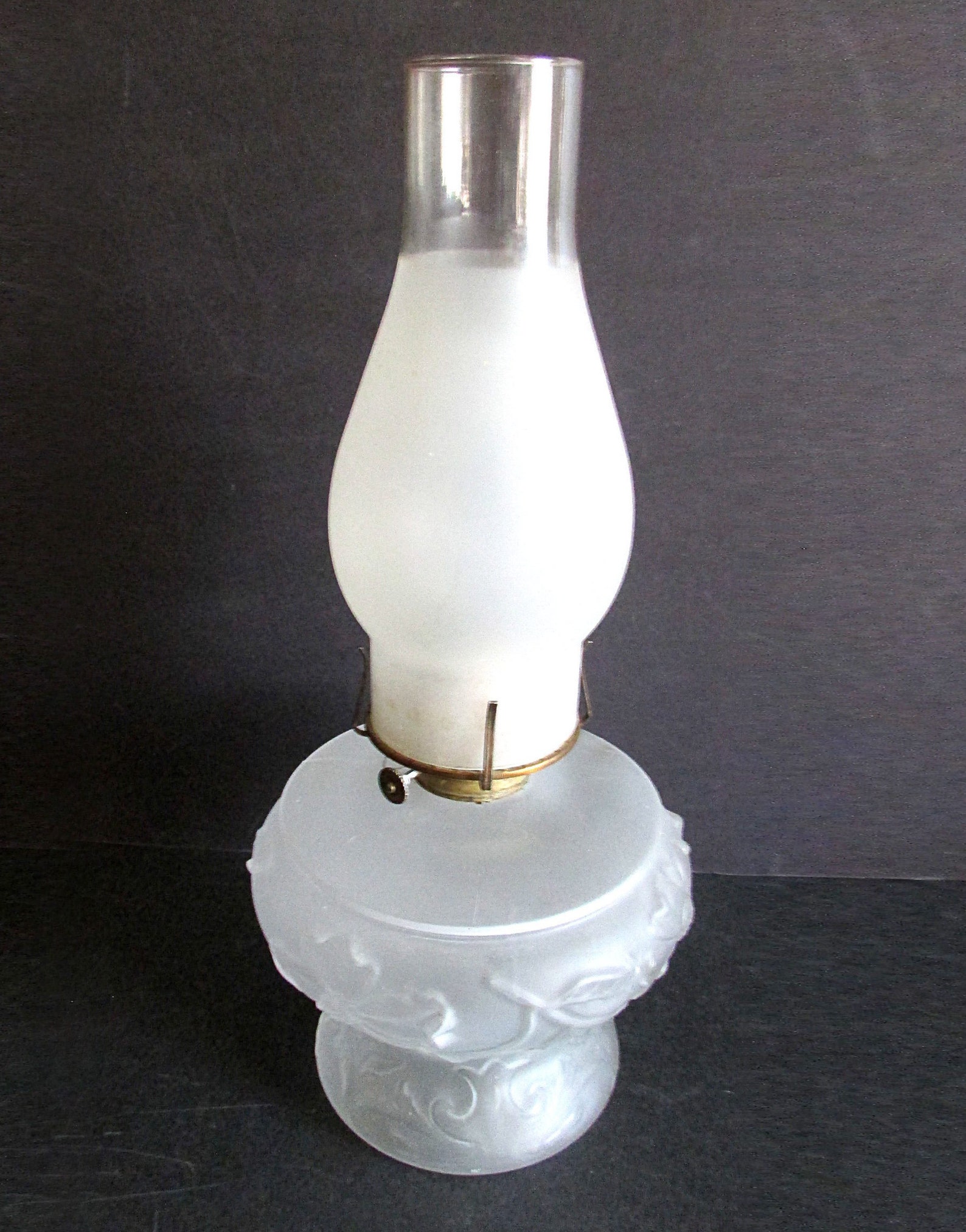 Antique Floral Embossed Old Hurricane Oil Lamp With Chimney Etsy