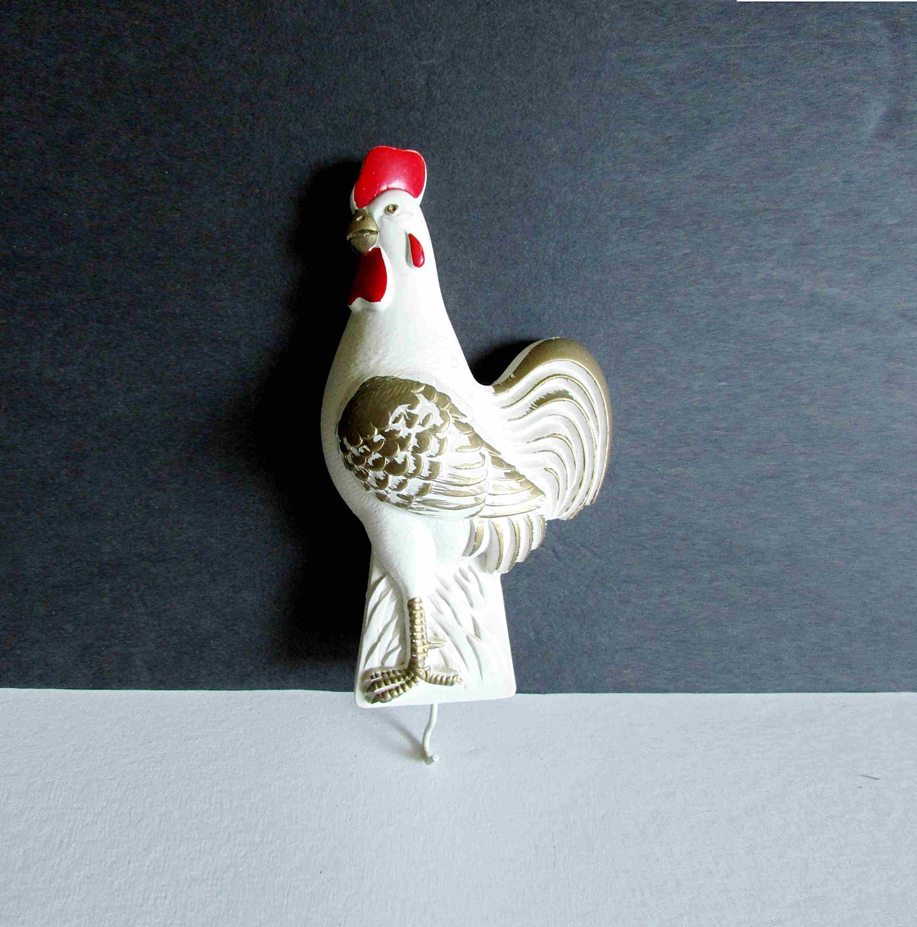 1940s Anthropomorphic Chalkware Chicken Bird Kitchen Wall Plaque