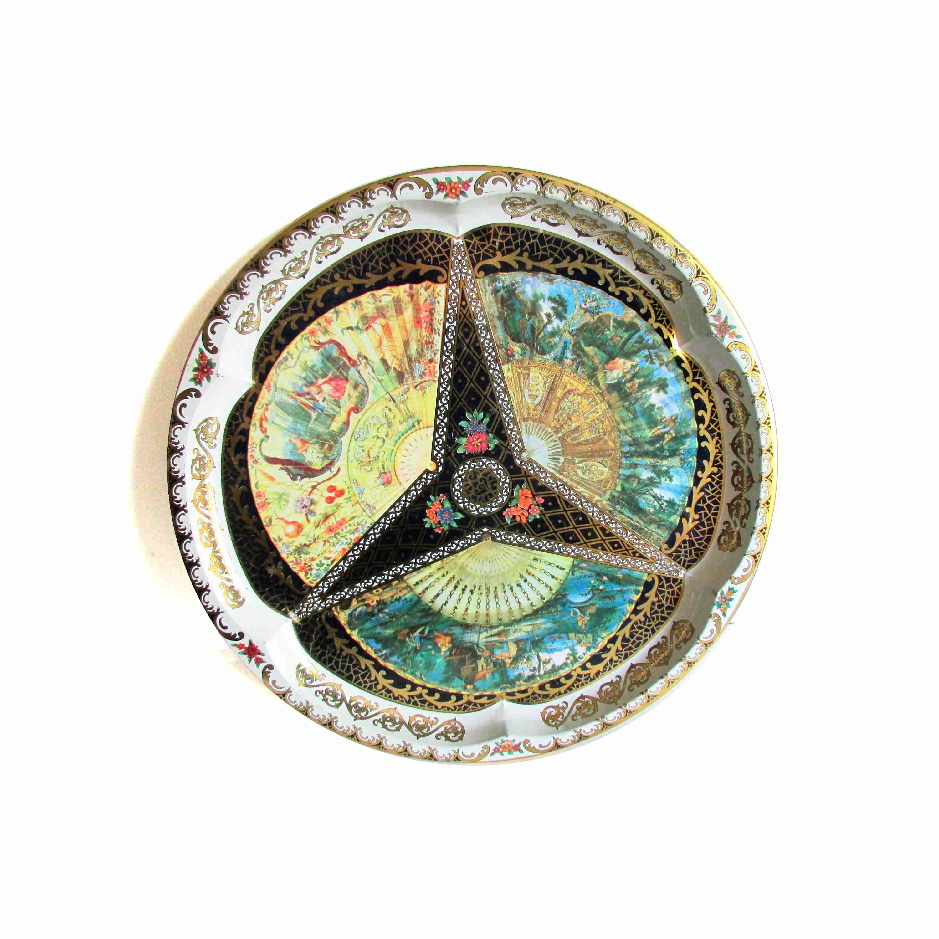 Vintage Daher Decorated Ware Tray Renaissance Floral Fan Design