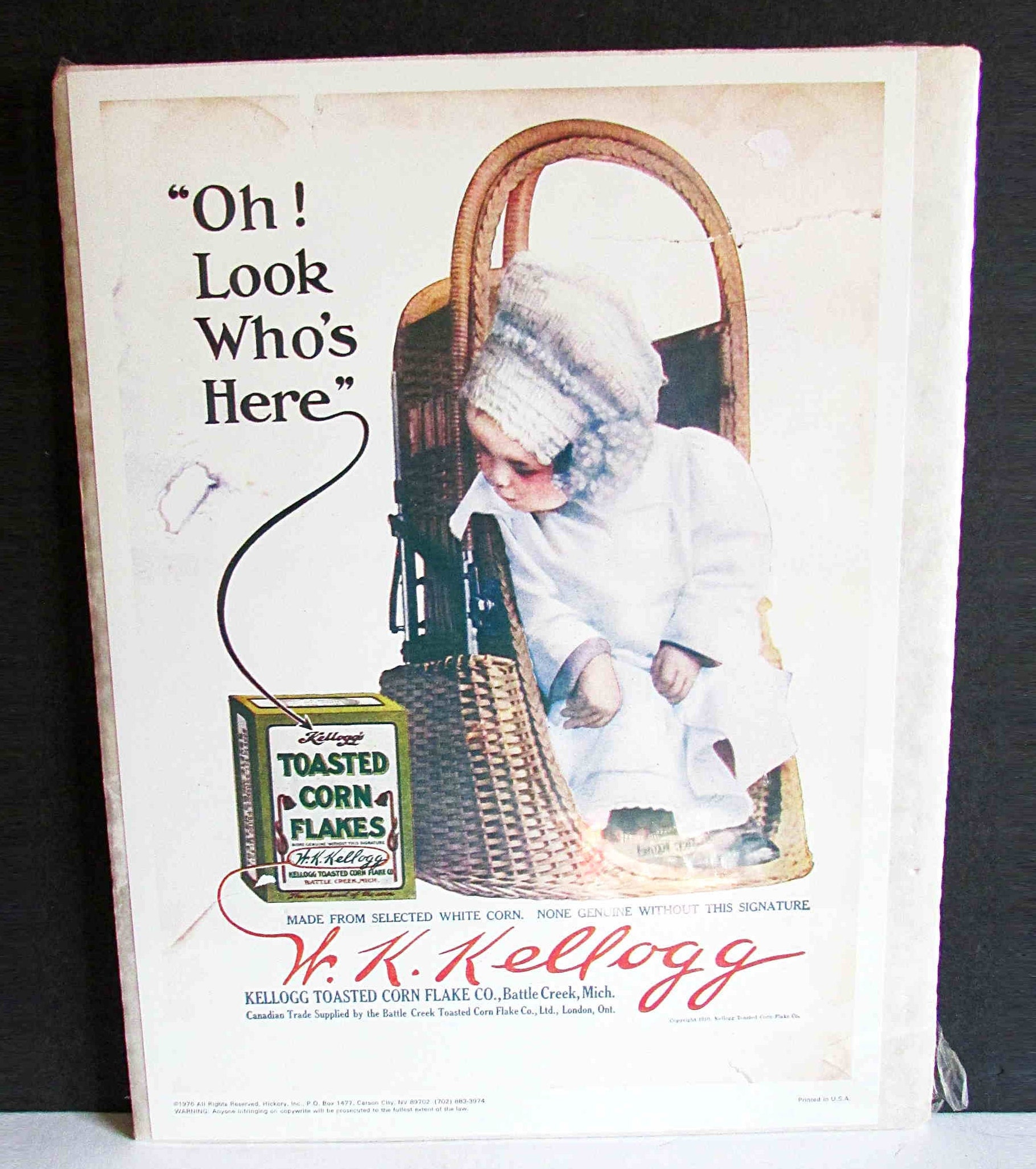 Kellogg Corn Flakes 1910 Advertising Poster Made USA 1976 10x14