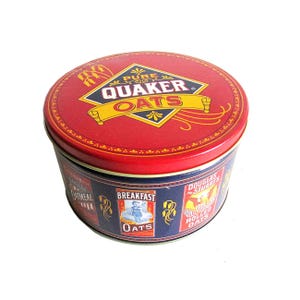 Vintage 1990s Quaker Oats Limited Edition Empty Metal Cookie Tin Advertising 7.25 x 4 inches tall  FREE SH