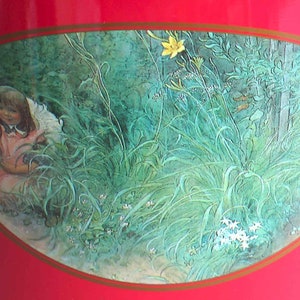 Vintage 1980s Famous Danish Selection Butter Cookie Tin, Artist Carl Larsson 7.5 x 5.5 inches tall FREE SH image 4