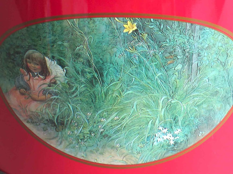 Vintage 1980s Famous Danish Selection Butter Cookie Tin, Artist Carl Larsson 7.5 x 5.5 inches tall FREE SH image 4