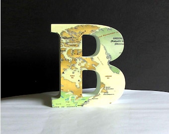 Letter B Figure Partial World Map Greenland Canada, Composite 7 x 2 x 7.75 inches tall FREE SH
