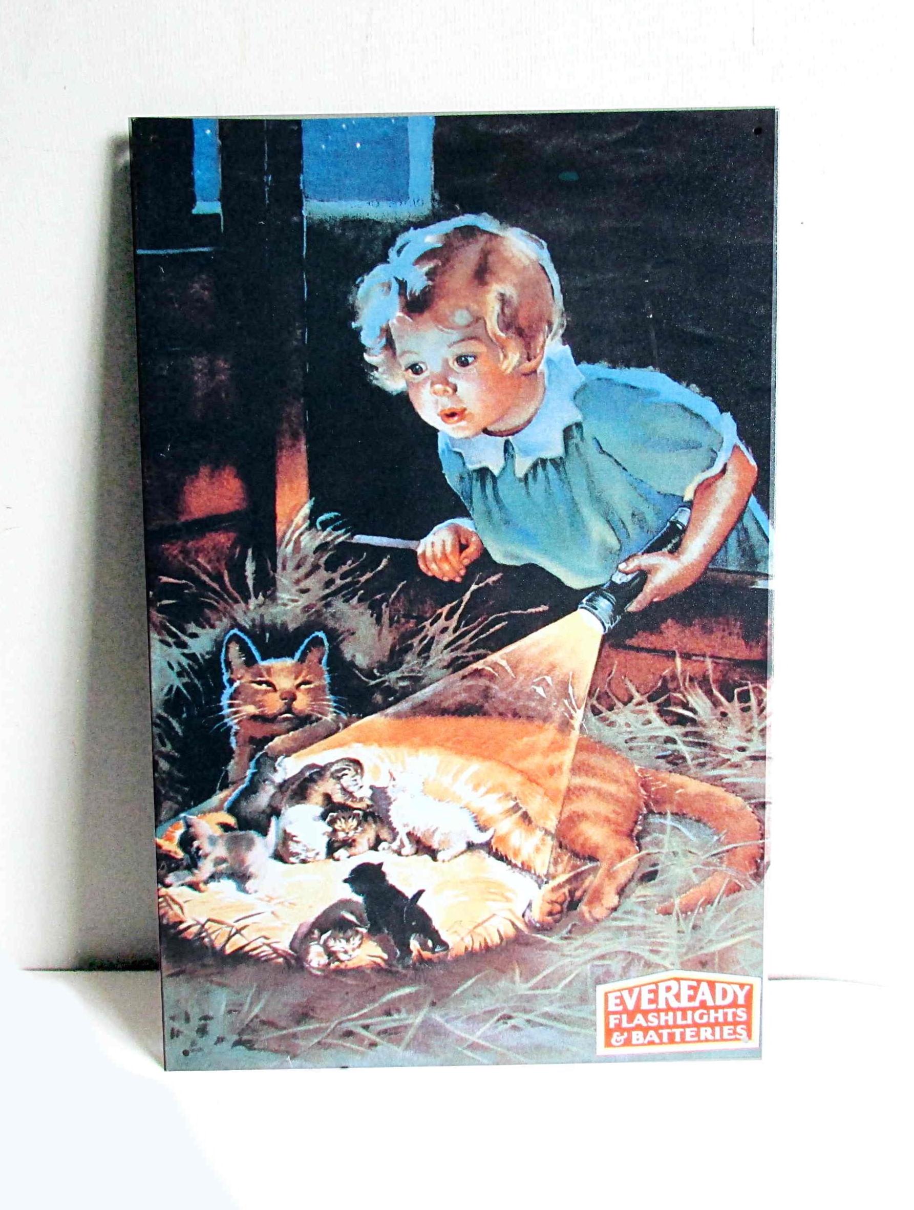 1993 Eveready Flashlights & Batteries Metal Tin Sign Advertising