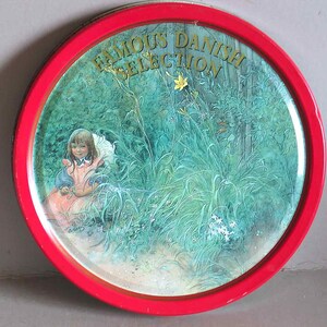 Vintage 1980s Famous Danish Selection Butter Cookie Tin, Artist Carl Larsson 7.5 x 5.5 inches tall FREE SH image 2