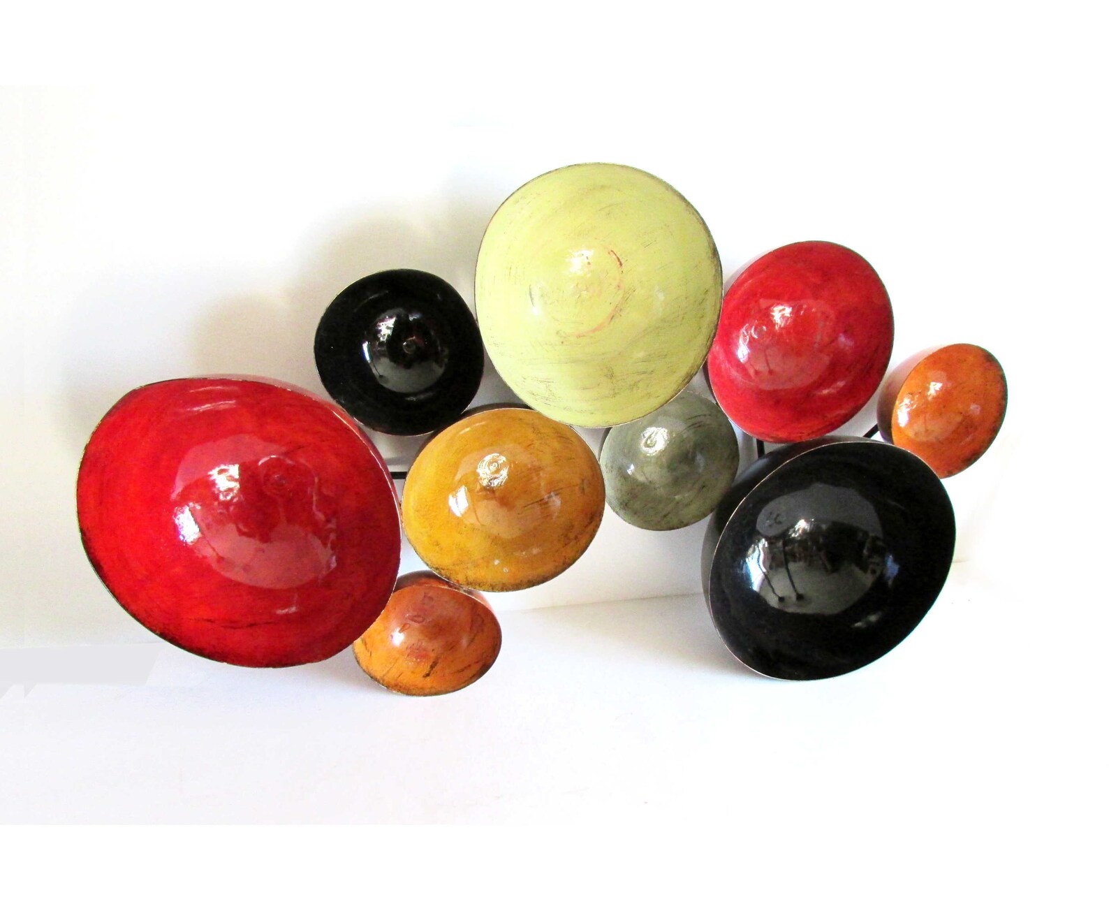 9 Enameled Metal Bowls Collage Wall Hanging Statement Piece Etsy