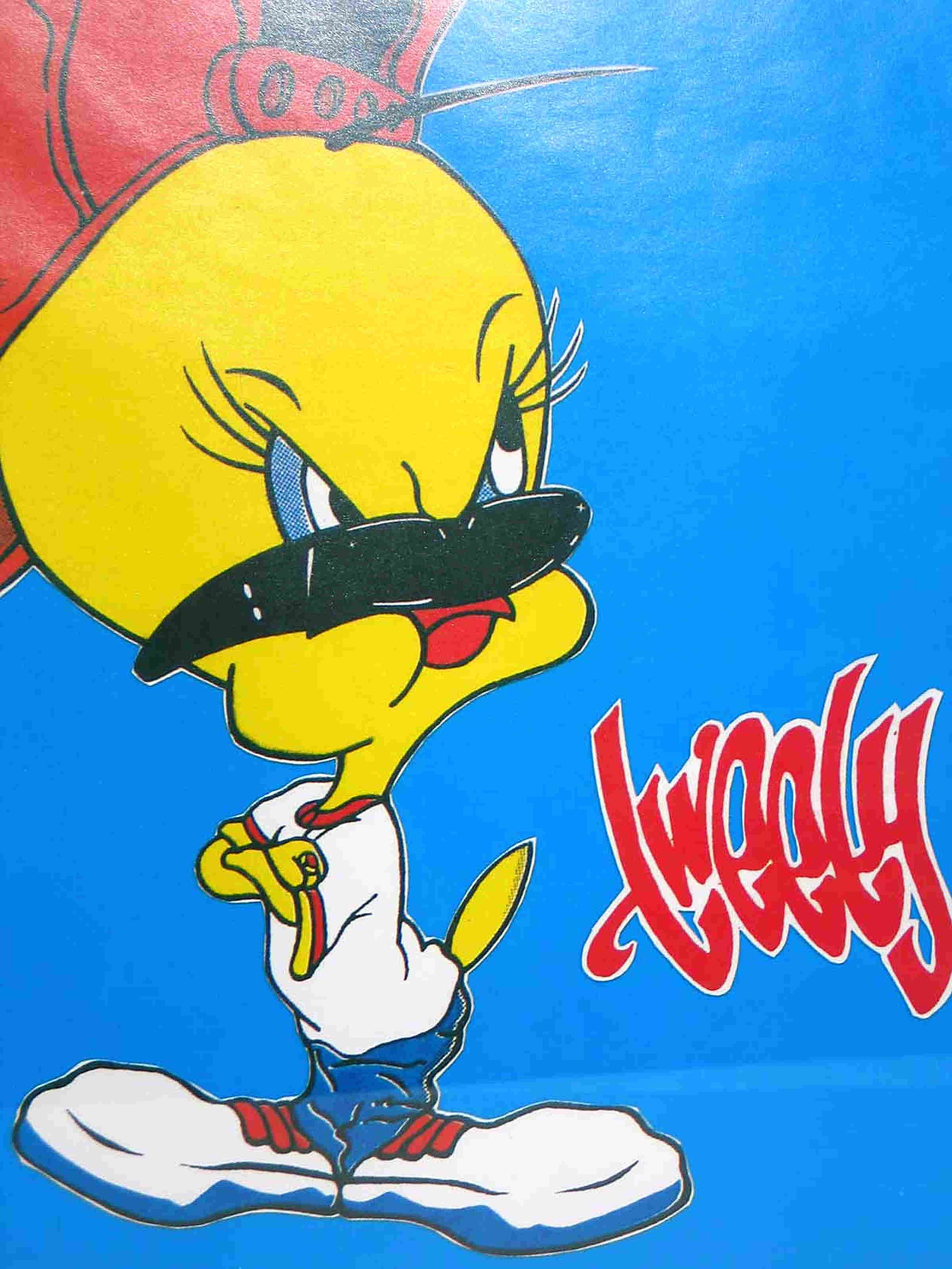 Looney Tunes Tweety Bird Poster, Framed Carnival Prize 1990s, Rap