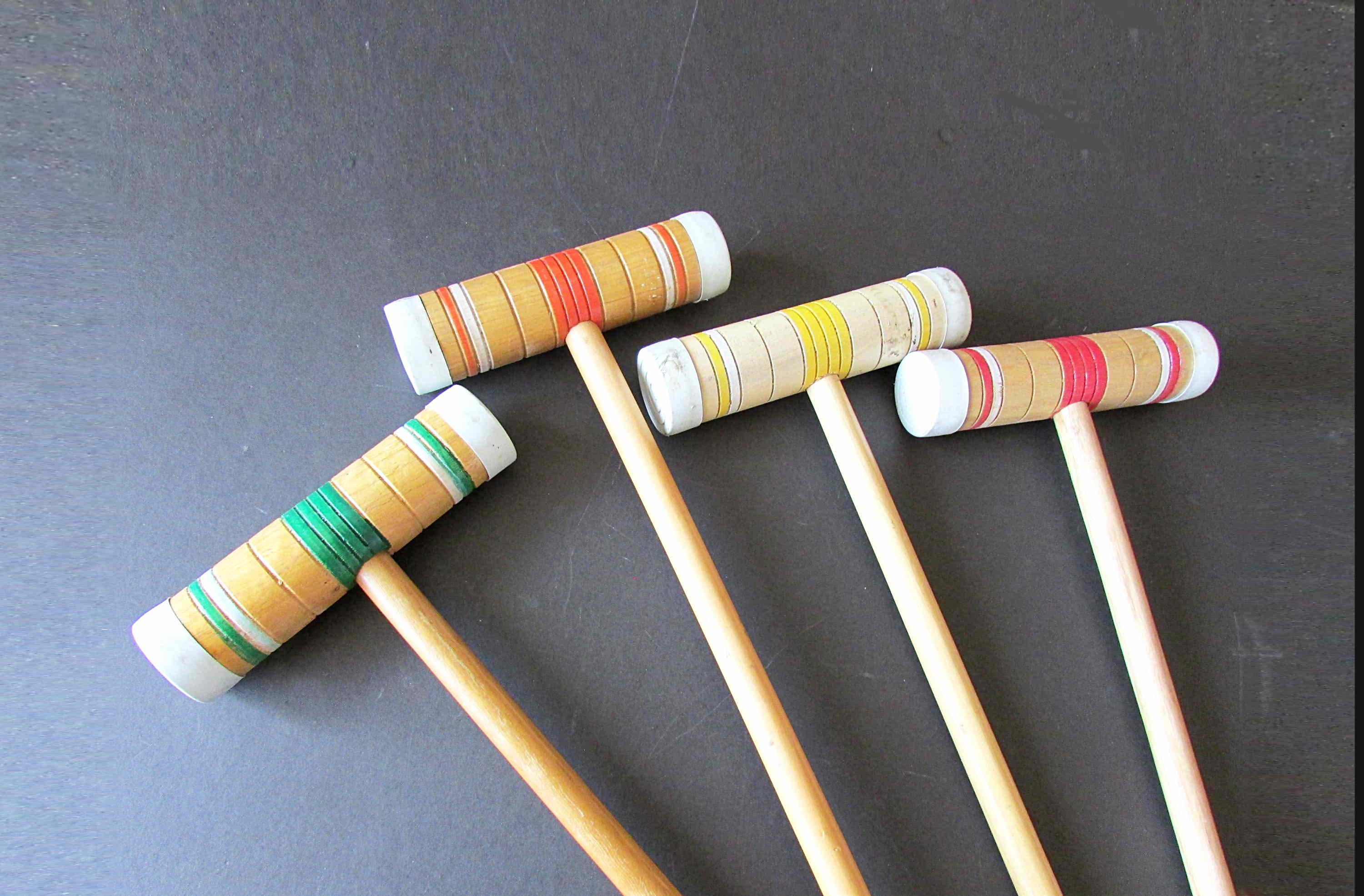 4 Vintage Wooden & Plastic Croquet Mallet Racquets 25 Etsy