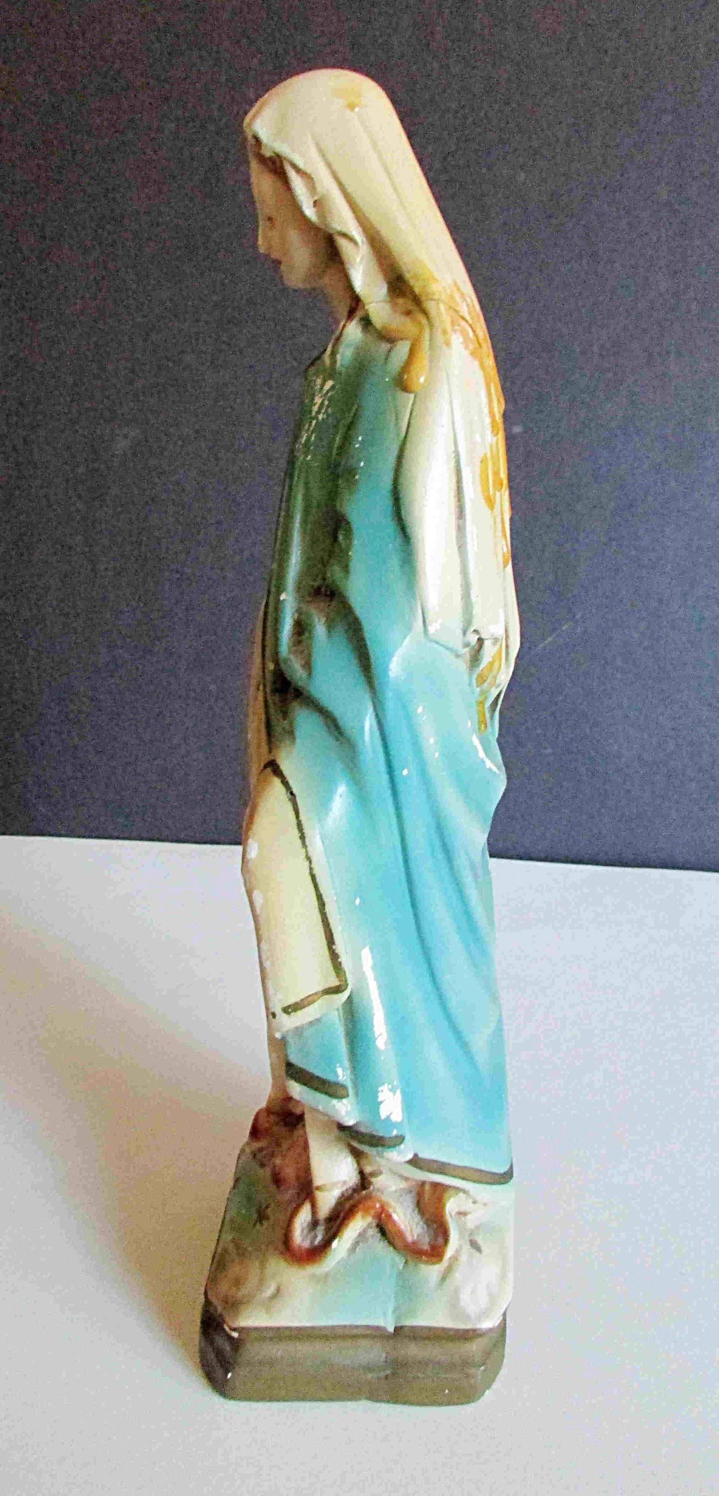 Blessed Virgin Mary Madonna Plaster Chalk Ware Vintage Figurine Circa ...