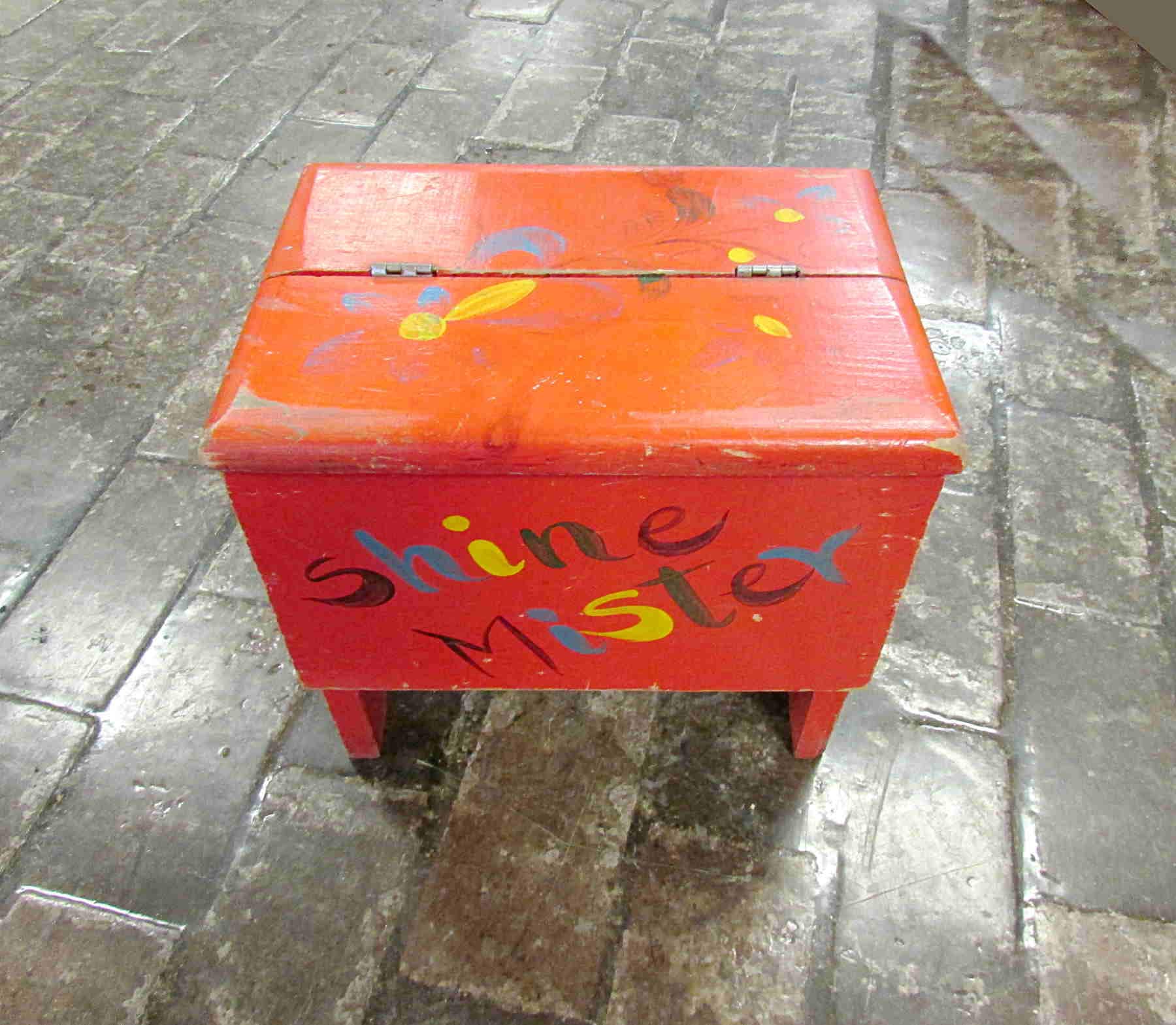 Antique Shoe Shine Foot Stool/Kit, 1950’s, use for pedicure’s