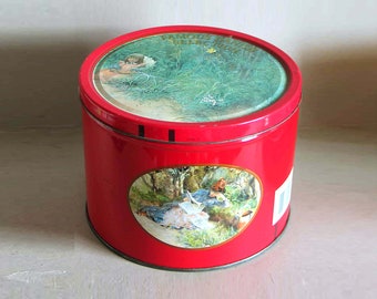 Vintage 1980s Famous Danish Selection Butter Cookie Tin, Artist Carl Larsson 7.5 x 5.5 inches tall  FREE SH