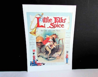 Little Folks Spice, Unframed Color Reproduction Print 12x17 inches, cover of 1910 children's book, by numerous authors, illustrators FREE SH