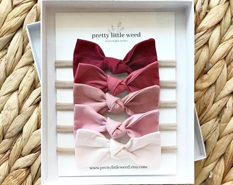 Baby Bow Headband Set, Cotton Bows, Newborn Gift