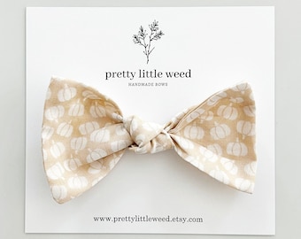 Neutral Pumpkin Baby Bow, Cotton Hair Clip or Headband