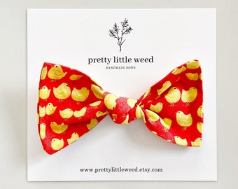 Chicken Print Hair Bow, Farm Birthday Party, Baby Toddler