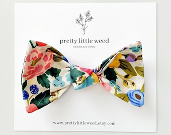 Jumbo Floral Baby Bow, Alligator Clip or Headband, Cotton Fabric