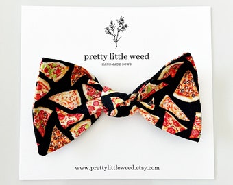 Pizza Print Hair Bow, Baby Toddler Alligator Clip or Headband