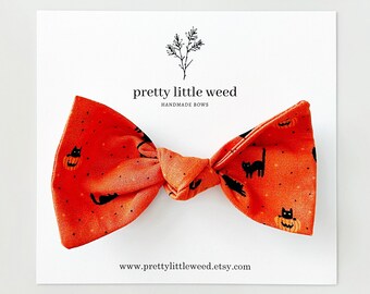 Halloween Cat Print Hair Bow, Baby Headband or Clip