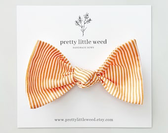 Orange Stripe Hair Bow, Halloween Baby Headband or Clip
