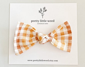 Thanksgiving Plaid Toddler Bow, Fall Hair Clip or Headband