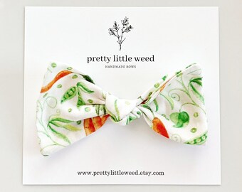 Vegetable Print Hair Bow, Farm Birthday Party, Baby Toddler Clip