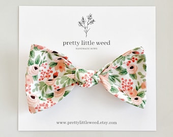 Blush Floral Baby Hair Bow, Alligator Clip or Headband