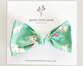 Floral Bunny Hair Bow, Easter Baby Headband