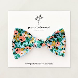 sky blue metallic floral hair bow, floral hair bow, floral bow, toddler bow, baby bow, baby bows, baby bow headband, blue floral baby bow