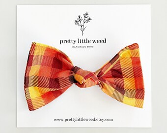 Fall Plaid Baby Bow, Toddler Hair Clip or Headband