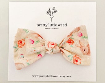 Floral Bunny Easter Bow, Baby Toddler Hair Clip or Headband