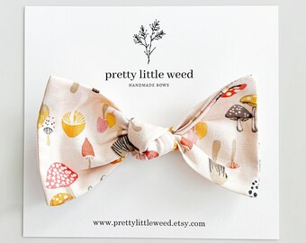Mushroom Print Hair Bow, Baby Headband or Clip