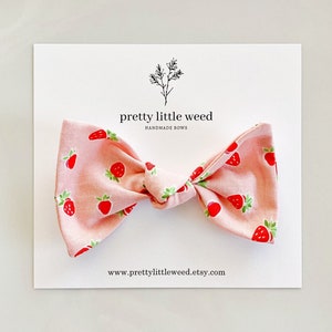 pink summer strawberry hair bow, strawberry headband, strawberry toddler bow, strawberry bow, strawberry shortcake birthday, strawberry bows