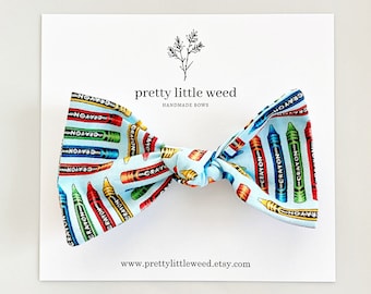 Crayon Print Hair Bow, Back to School, Girls Bow or Headband