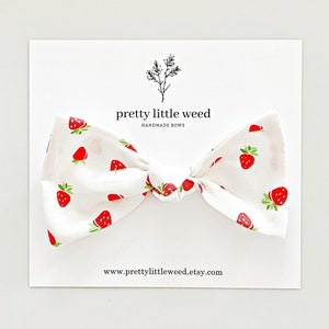 white strawberry hair bow, strawberry headband, strawberry toddler bow, strawberry bow, strawberry shortcake birthday, strawberry baby bow