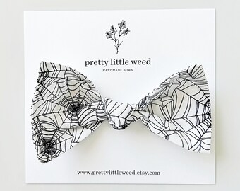 Spider Web Hair Bow, Halloween Cotton Bow, Alligator Clip or Headband