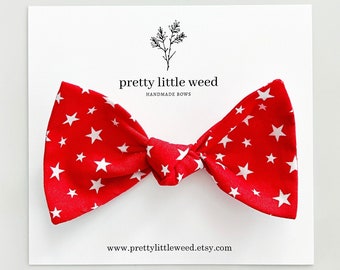 4th of July Star Toddler Hair Bow, Red White Stars