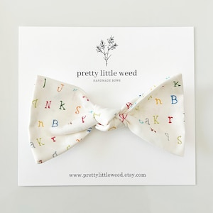 multi color letter bow, back to school hair bow, back to school bow, alphabet hair bow, school hair bow, school bow, first day of school bow