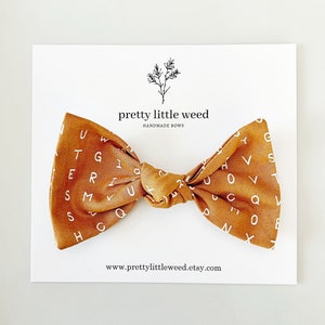 clay alphabet bow, back to school hair bow, back to school bow, alphabet hair bow, school hair bow, school bow, first day of school hair bow